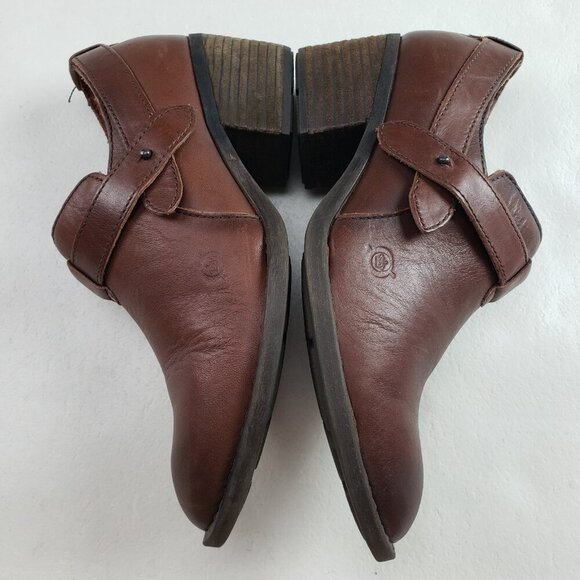 Born Timmons Leather Ankle Boot Womens 7.5 Brown Side Zip Heeled Comfort Bootie - Picture 7 of 11
